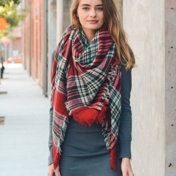 OVERSIZED PLAID BLANKET SCARF - Picture 1 of 2